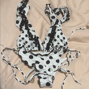 Luli Fama Black and White Polka Dot Bikini